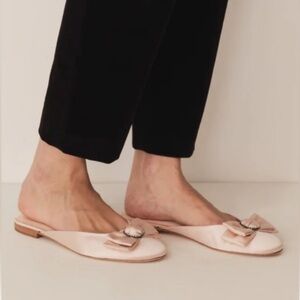 DOEN Tilly Satin blush Mules with Bow Detail | NEW in box with dust bag
